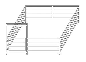 12'W x 12'D Mini Horse Complete Corral 4-Rail 1-3/8