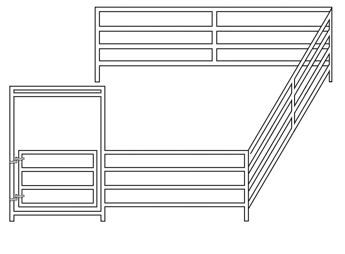 12'W x 12'D Mini Horse Corral 4-Rail 1-3/8 Add-On