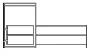 12'W x 3'H Mini Horse Corral Panel W/ Gate 3-Rail 1-3/8