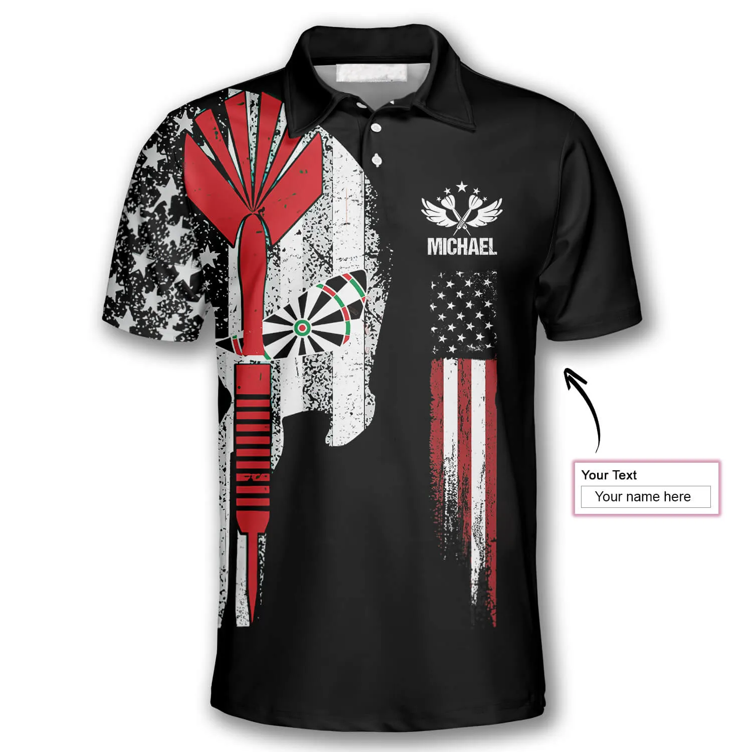 3D All Over Print Darts American Flag Skull Custom Darts Shirts for Men