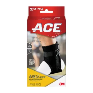 3M Ace® Ankle Brace with Side Stabilizers One Size Fits All, Black