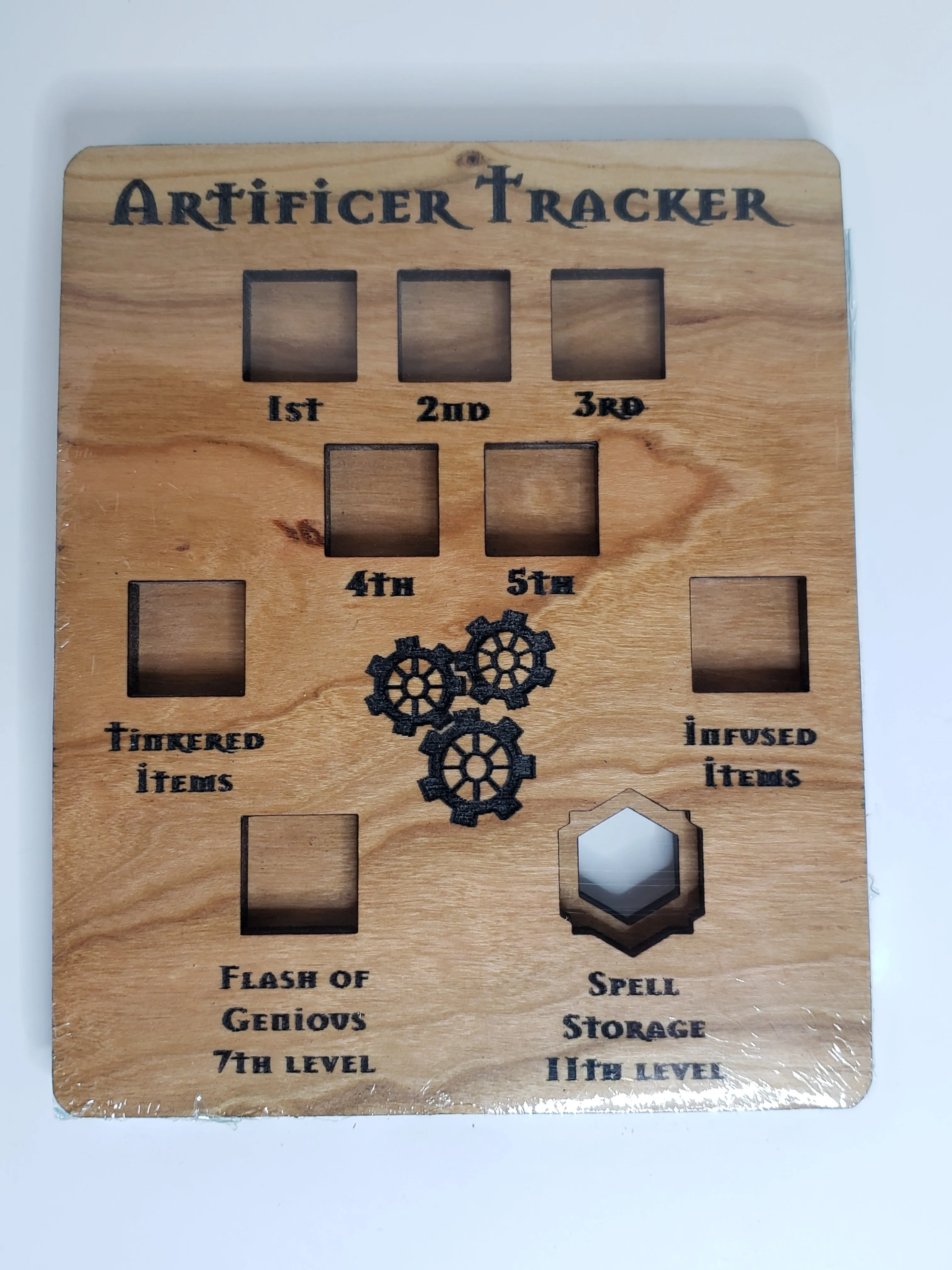 5e Hardwood Character Cards - Artificer Tracker in Maple Wood