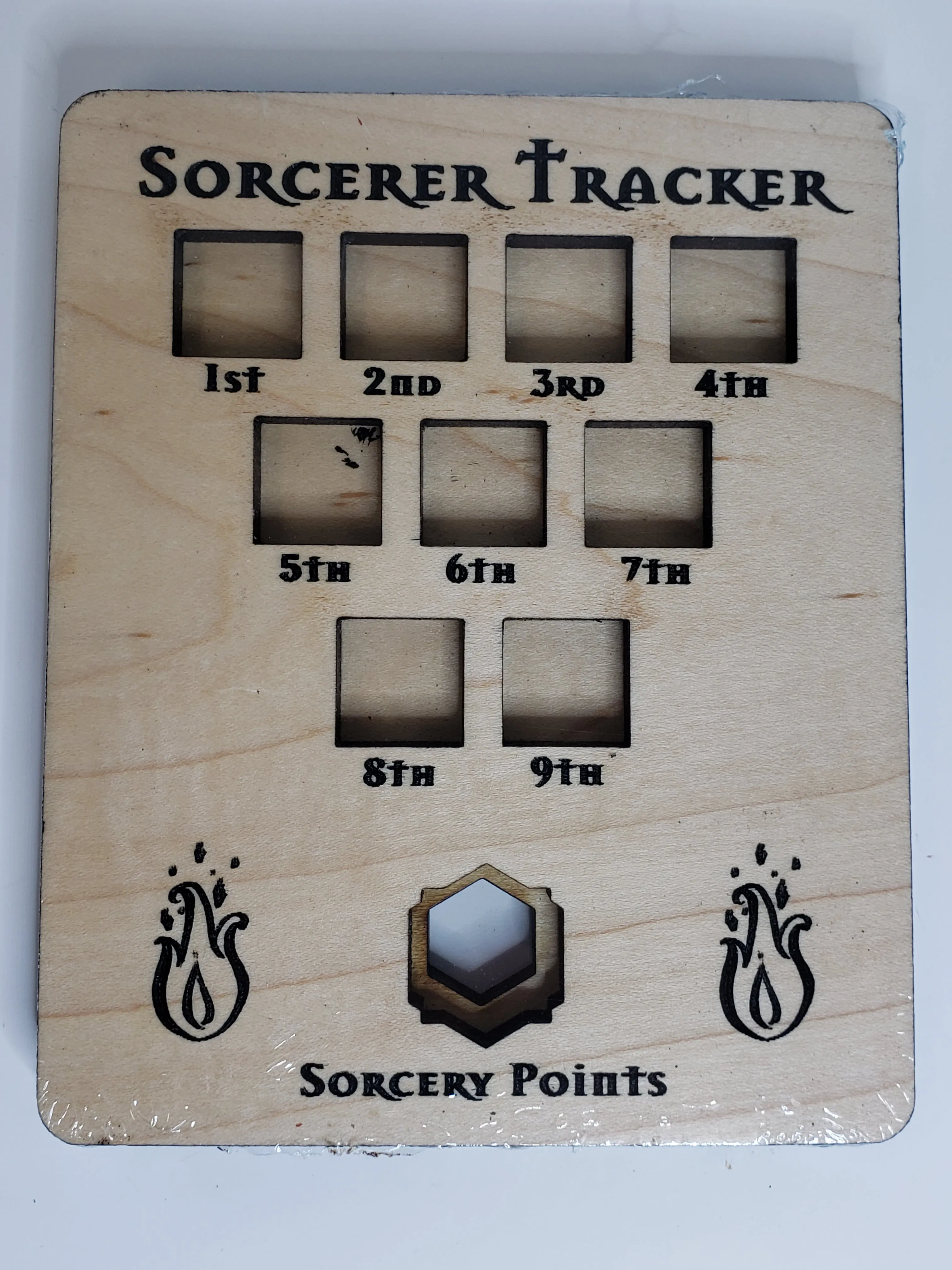 5e Hardwood Character Cards - Sorcerer Tracker in Cherry Wood