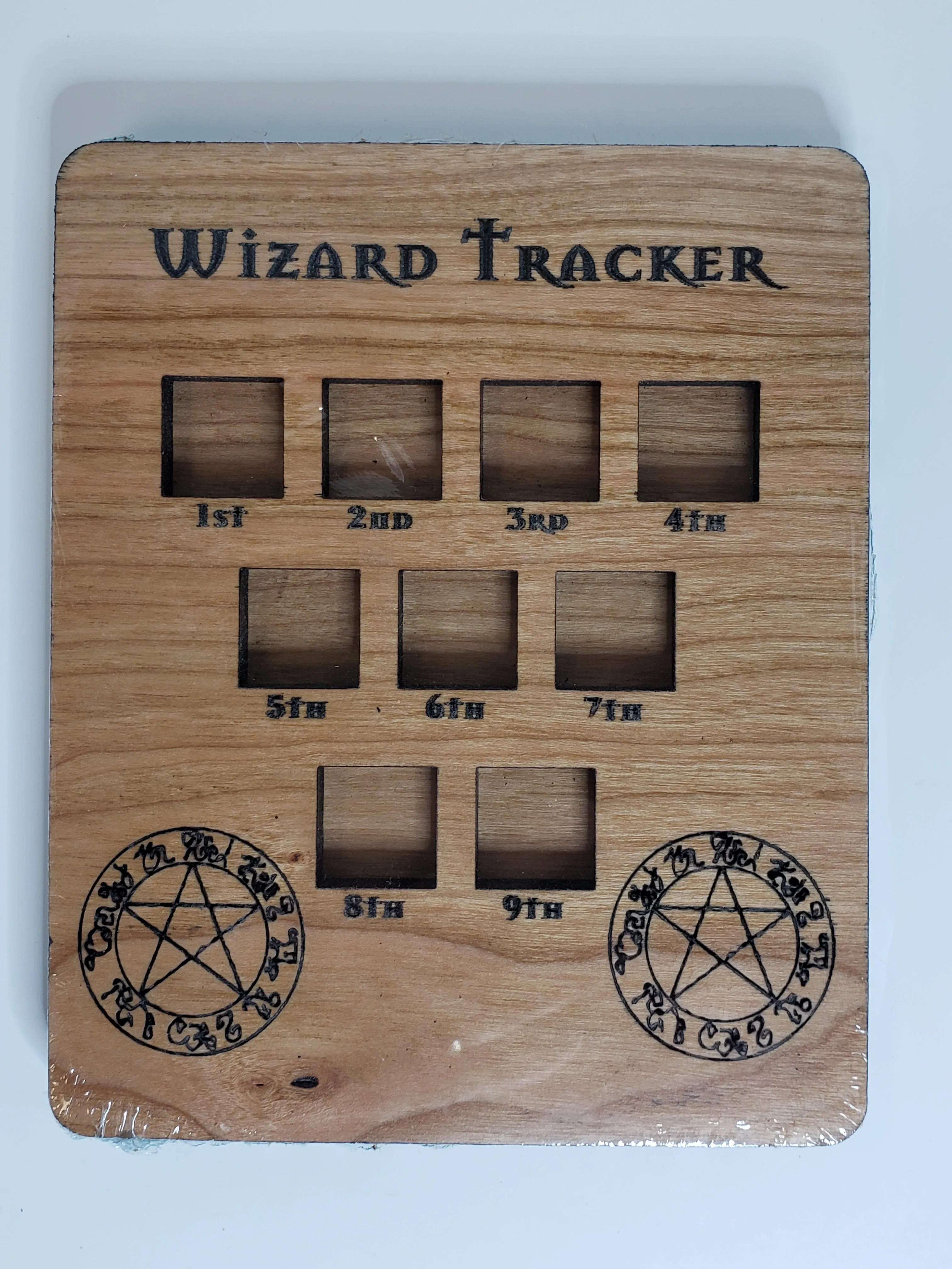 5e Hardwood Character Cards - Wizard Tracker in Maple Wood