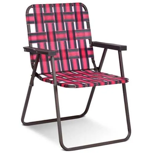 6 pcs Folding Beach Chair Camping Lawn Webbing Chair-Red