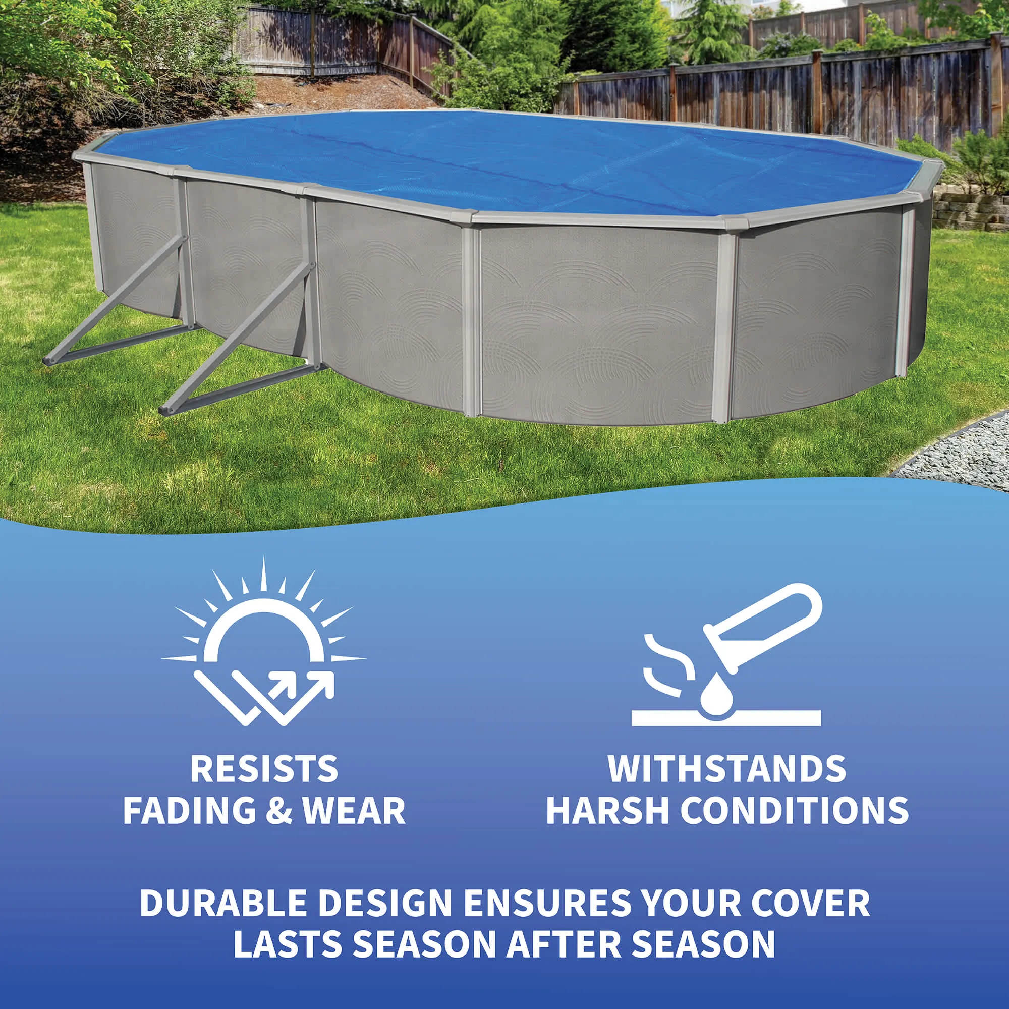 8-mil Solar Blanket for Oval Above-Ground Pools - Blue