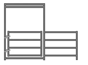 8'W x 3'H Mini Horse Corral Panel  W/ Gate 4-Rail 1-3/8