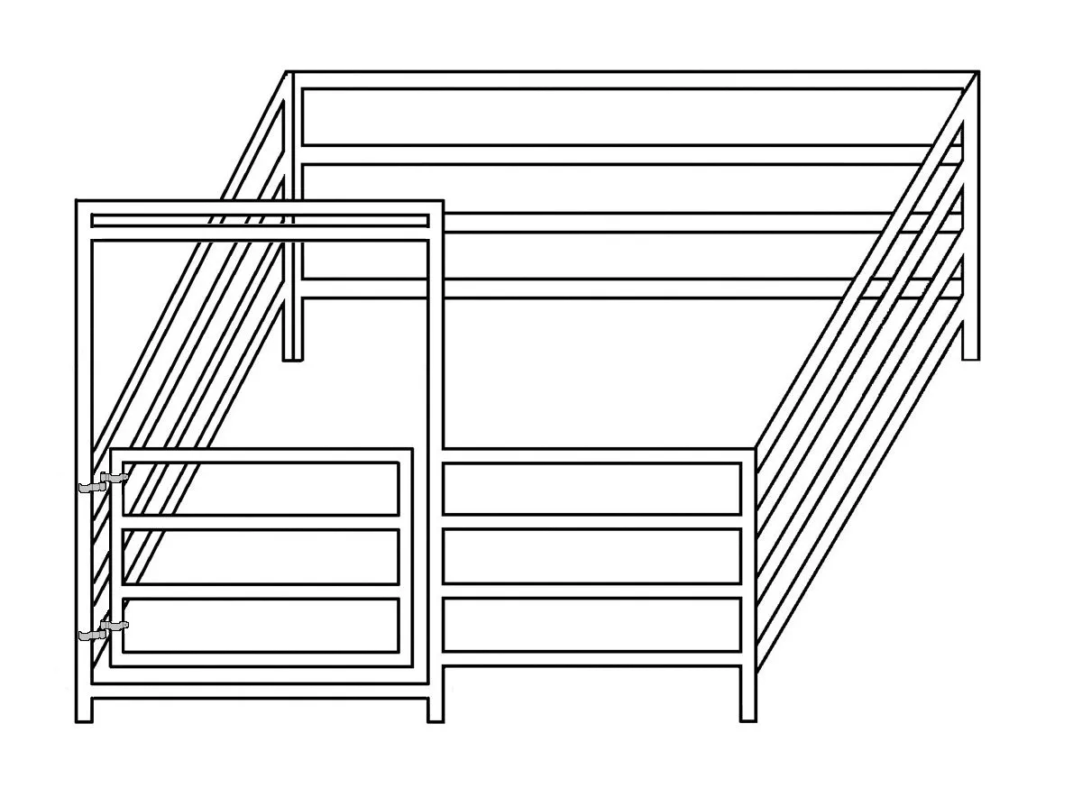 8'W x 8'D Mini Horse Complete Corral 4-Rail 1-3/8