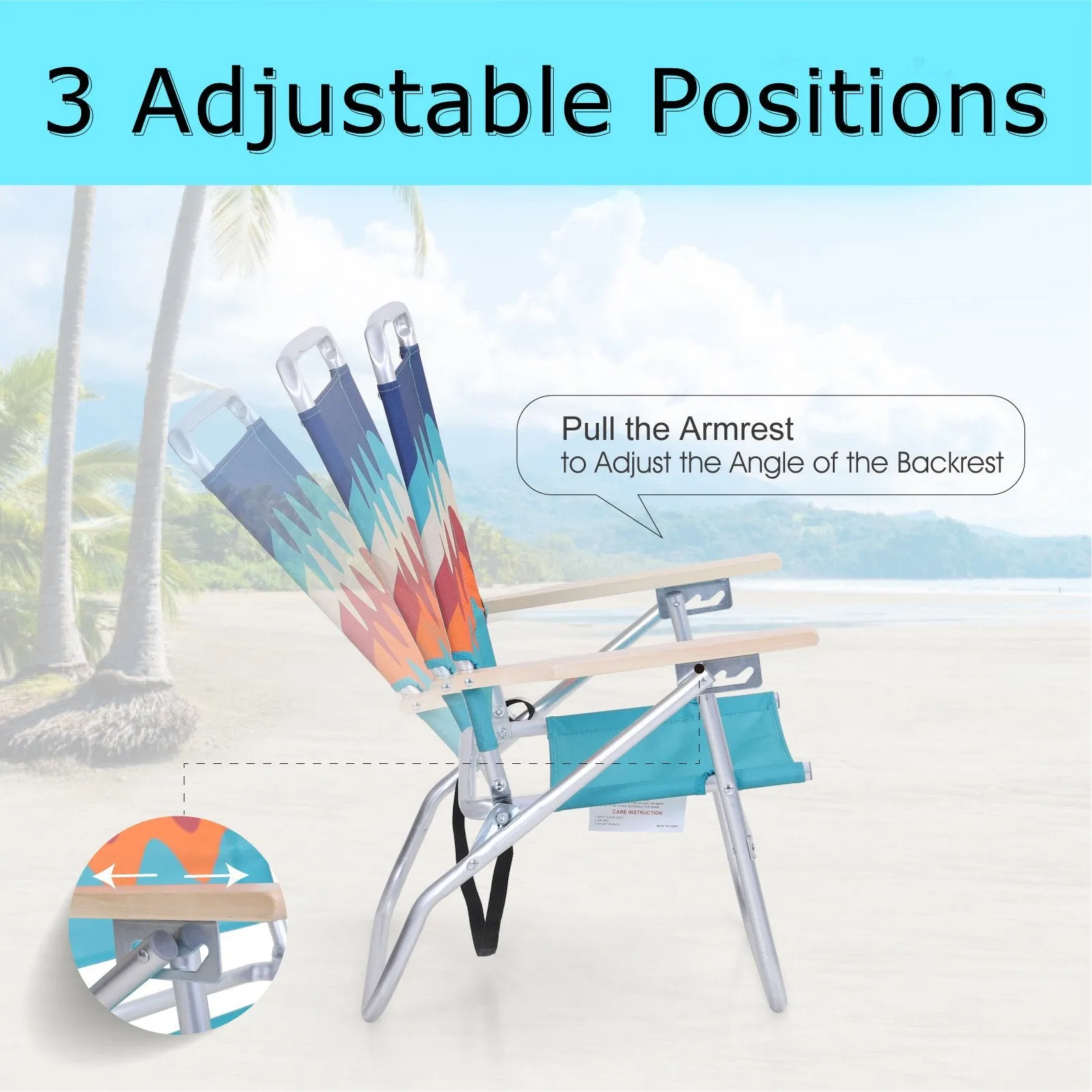 Alpha Camp 3-Position Folding Beach Chair