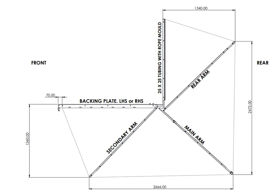 ALU-CAB 2M 270 DEGREE SHADOW AWNING