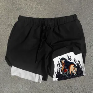 Anime Print Double Layer Quick Dry Shorts