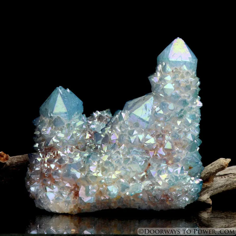 Aqua Aura Quartz Cluster Channeling Crystal