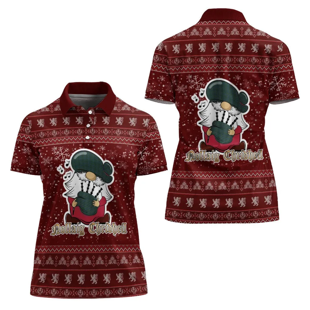 Arbuthnot Clan Christmas Family Polo Shirt with Funny Gnome Playing Bagpipes