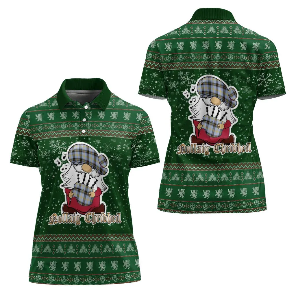 Bell Clan Christmas Family Polo Shirt with Funny Gnome Playing Bagpipes