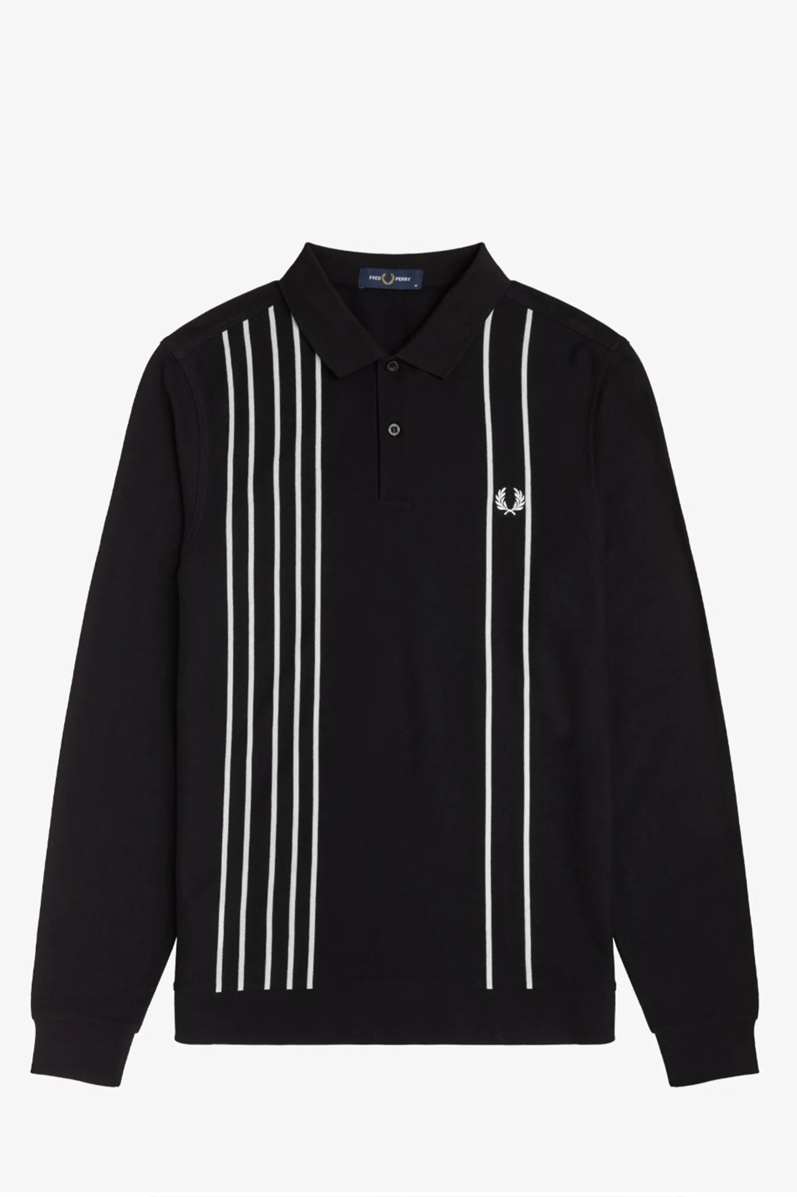 BLACK REFINED PIQUE STRIPED POLO SHIRT