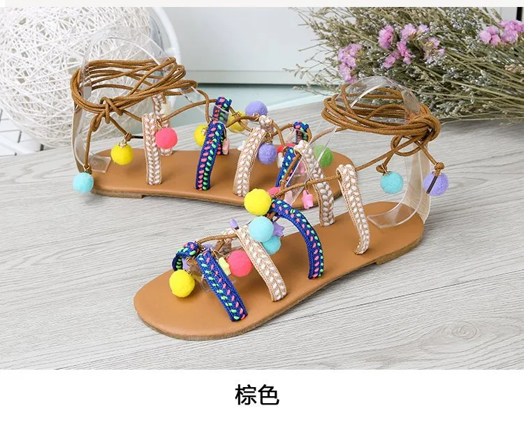 Bohemian Flat Bottom Non-slip Versatile Sandals with Large Size Retro Sandals