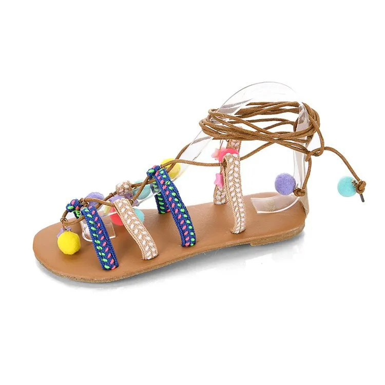 Bohemian Flat Bottom Non-slip Versatile Sandals with Large Size Retro Sandals