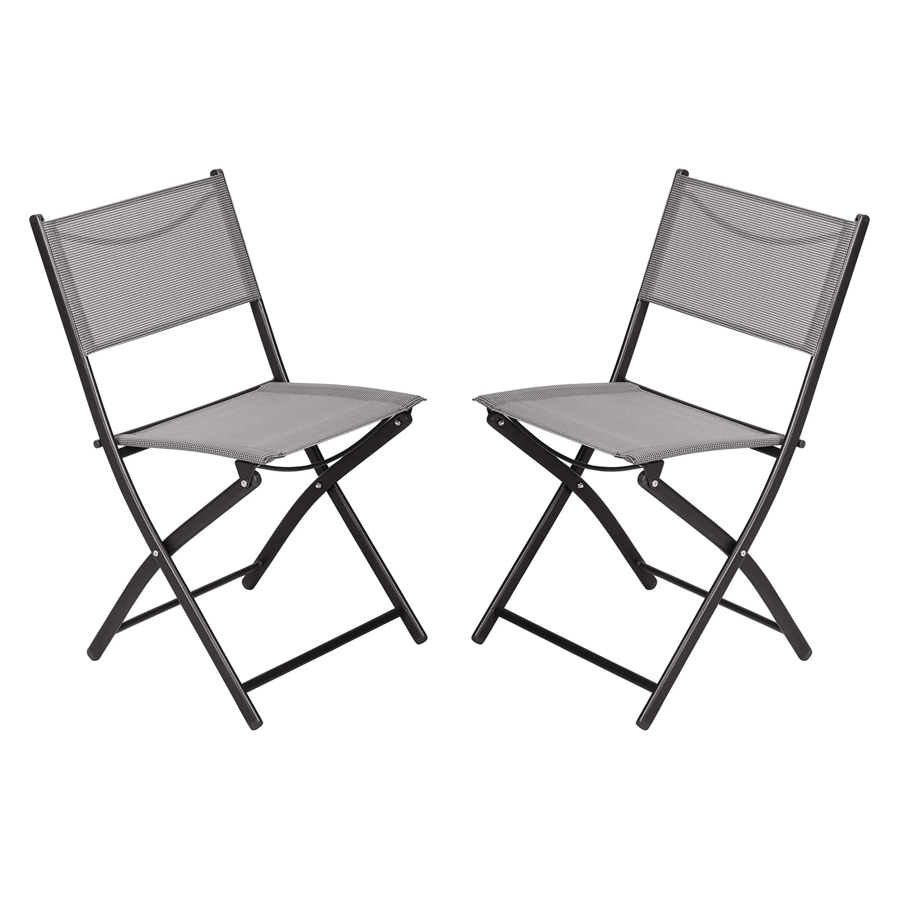 Brazos Set of 2 Commercial Grade Indoor/Outdoor Folding Chairs with Flex Comfort Material Backs and Seats and Metal Frames