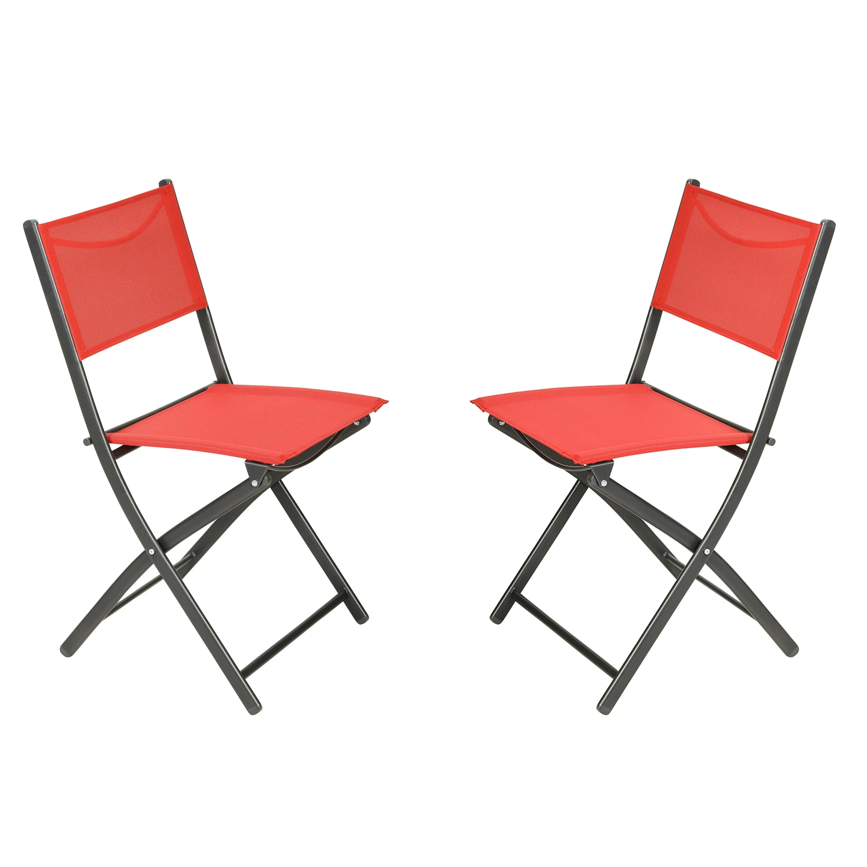 Brazos Set of 2 Commercial Grade Indoor/Outdoor Folding Chairs with Flex Comfort Material Backs and Seats and Metal Frames