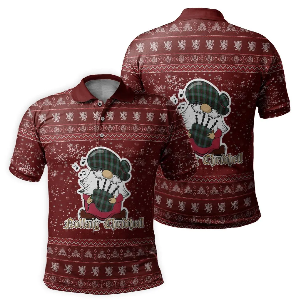 Brodie Hunting Clan Christmas Family Polo Shirt with Funny Gnome Playing Bagpipes