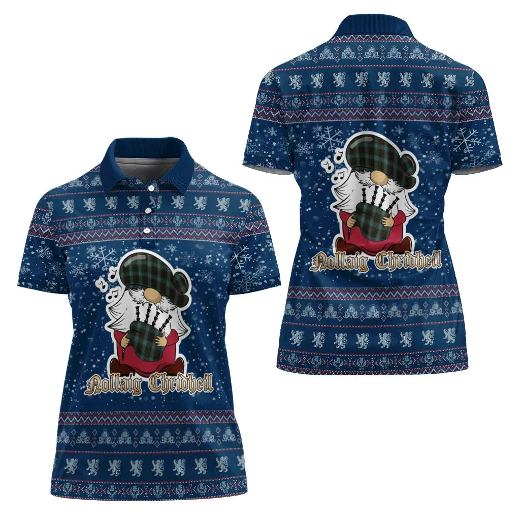 Brodie Hunting Clan Christmas Family Polo Shirt with Funny Gnome Playing Bagpipes