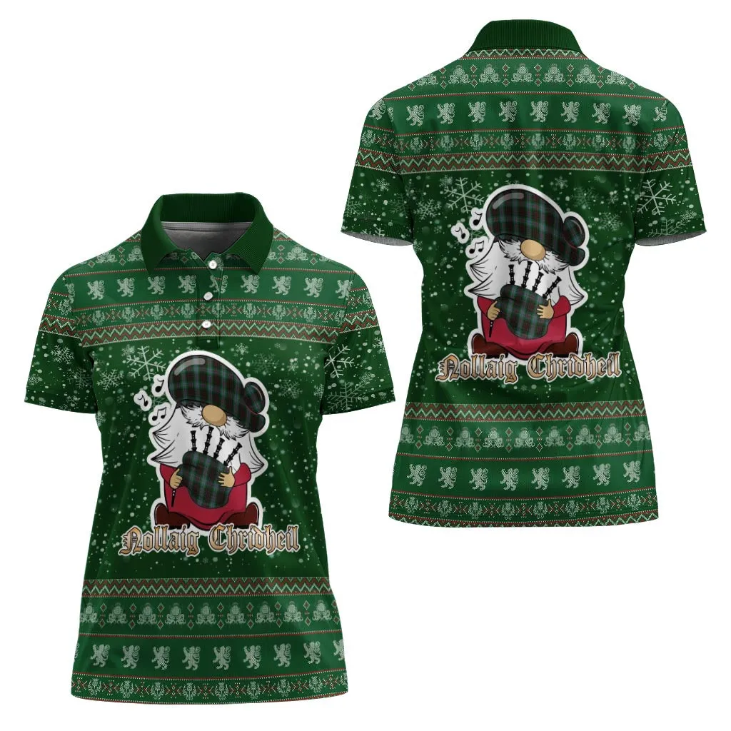 Brodie Hunting Clan Christmas Family Polo Shirt with Funny Gnome Playing Bagpipes