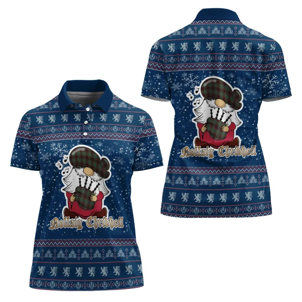 Buchan Ancient Clan Christmas Family Polo Shirt with Funny Gnome Playing Bagpipes