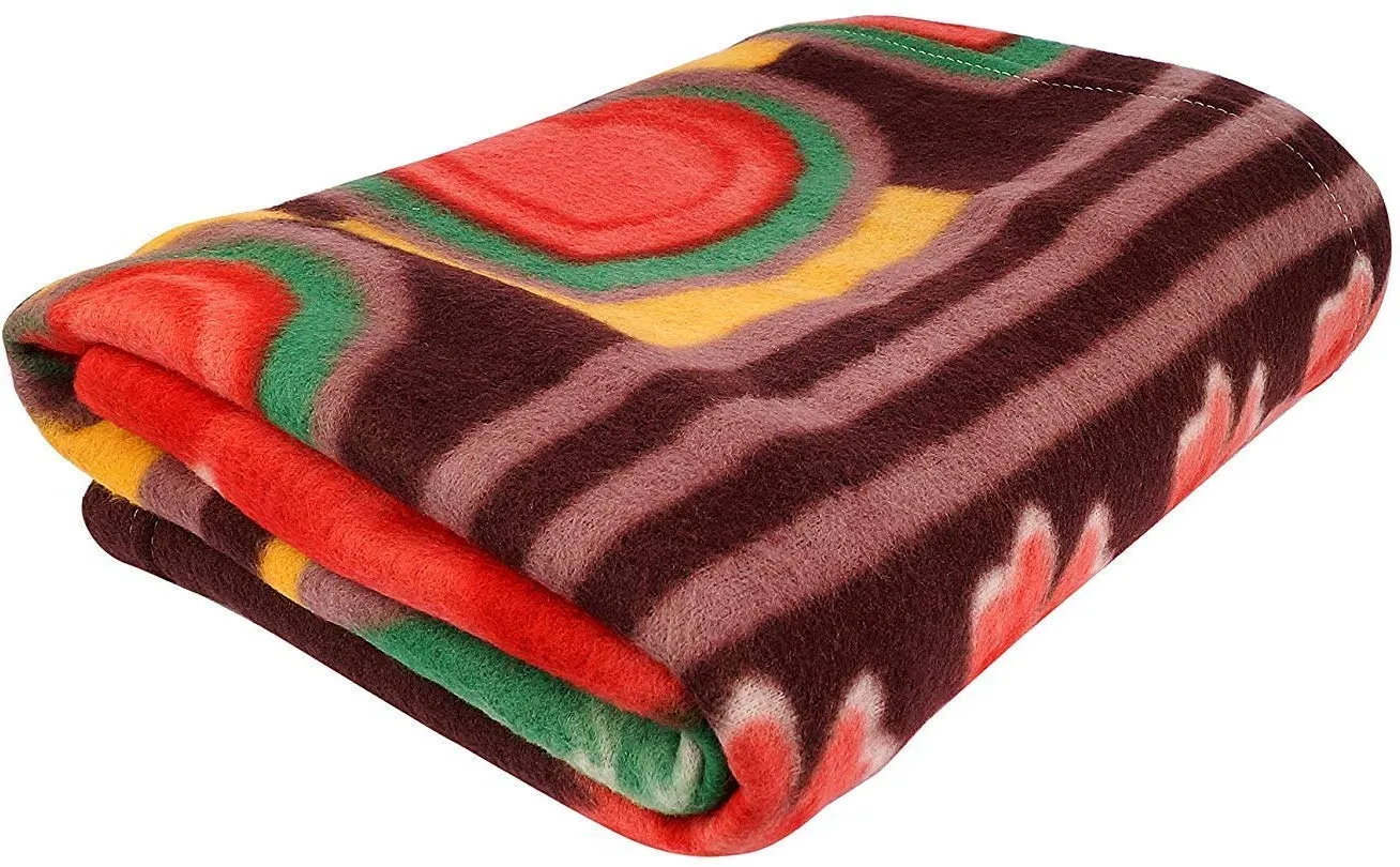 ELSTONE HOME Double Bed Soft Touch Light Weight Fleece Blanket/Warm Bedsheet for Light Winters/Summer/AC Blankets (Multicolour, Print May Vary)