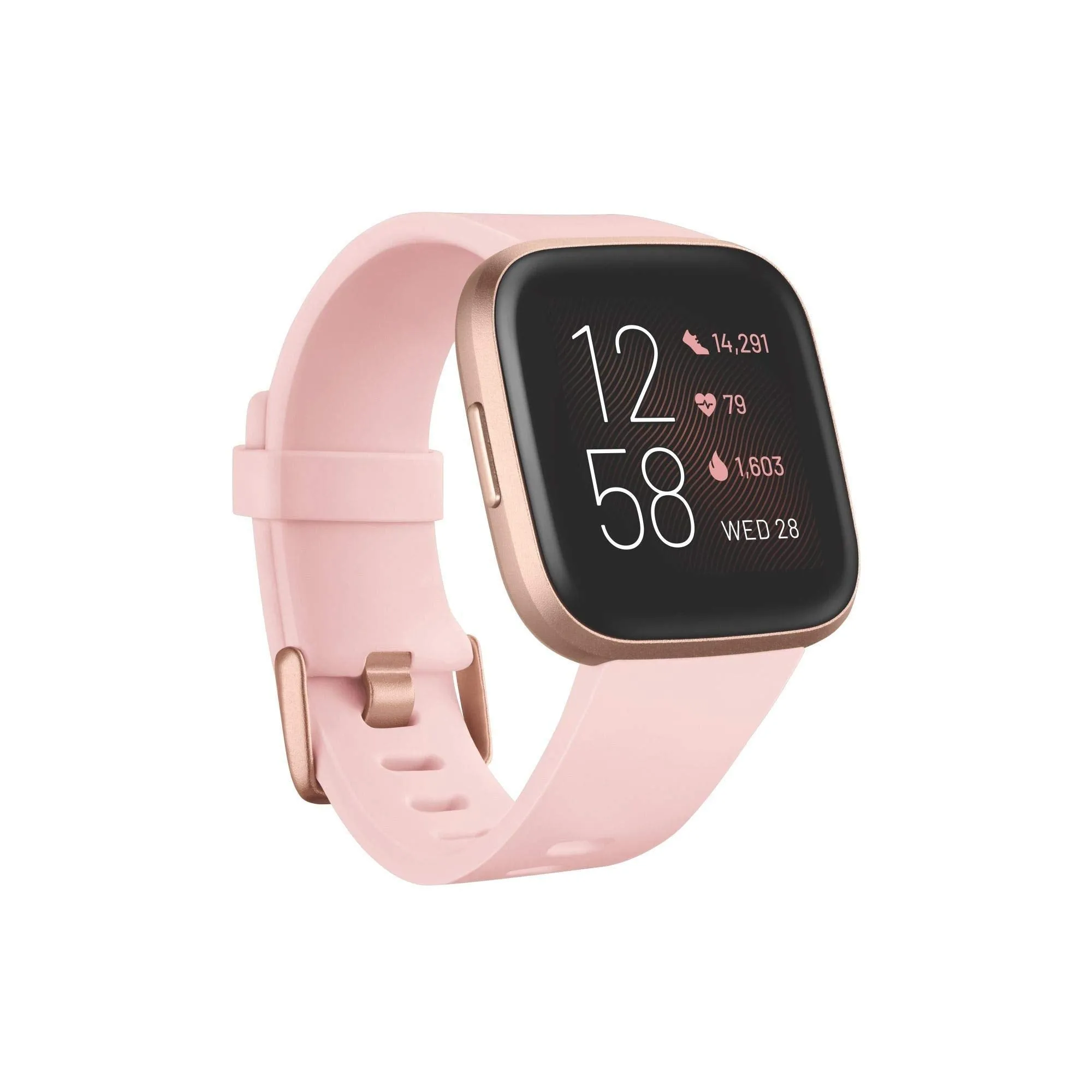 Fitbit Versa 2 Health & Fitness Smartwatch with Voice Control, Sleep Score & Music, Petal/Copper Rose