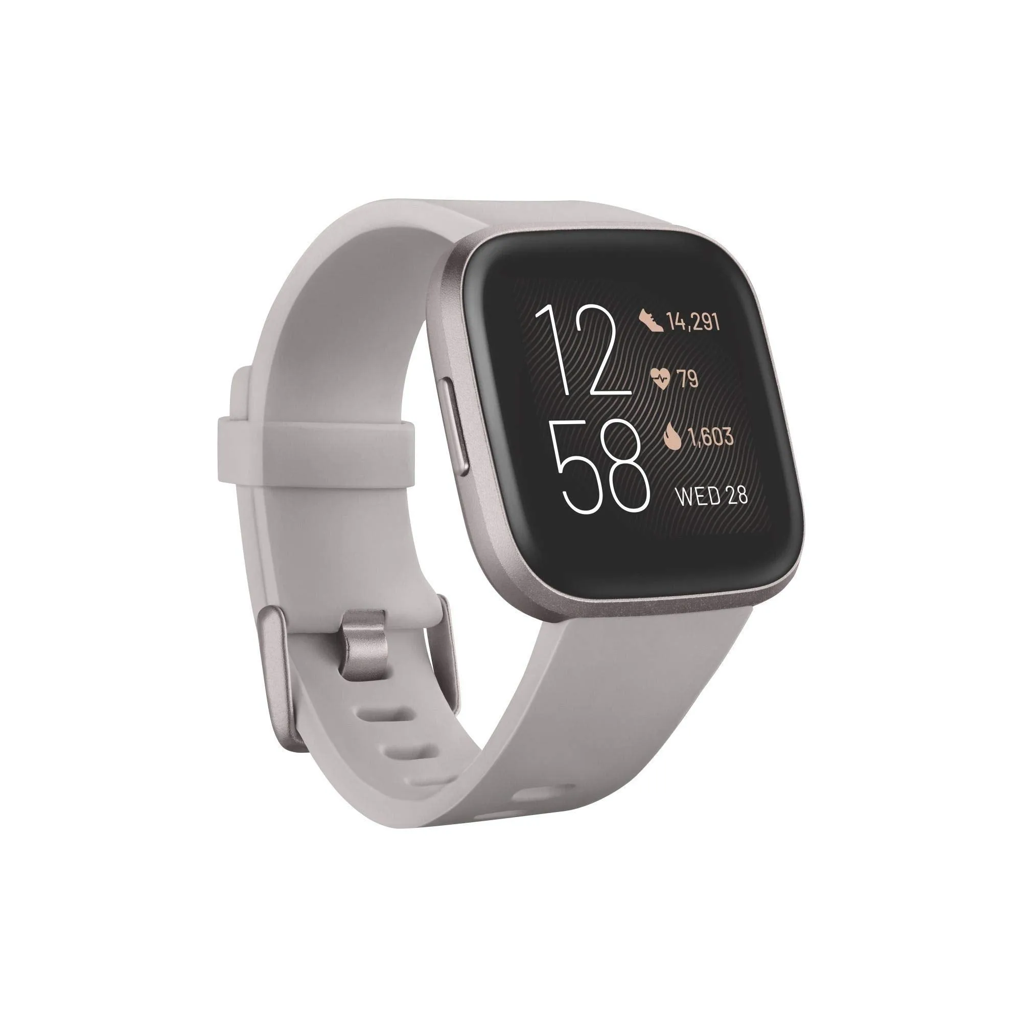 Fitbit Versa 2 Health & Fitness Smartwatch with Voice Control, Sleep Score & Music, Stone/Mist Grey