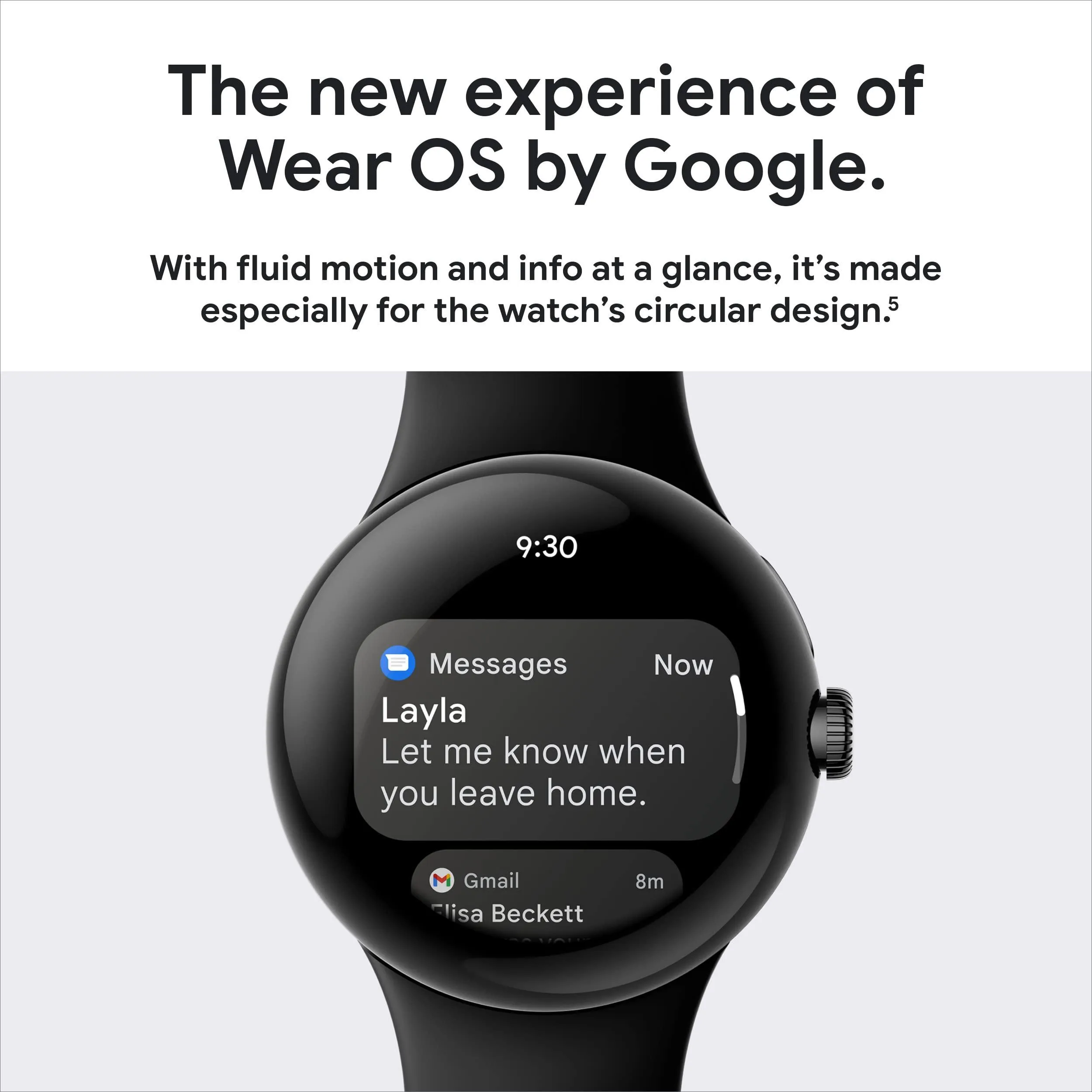 Google Pixel Watch, Polished Silver Stainless Steel Case.