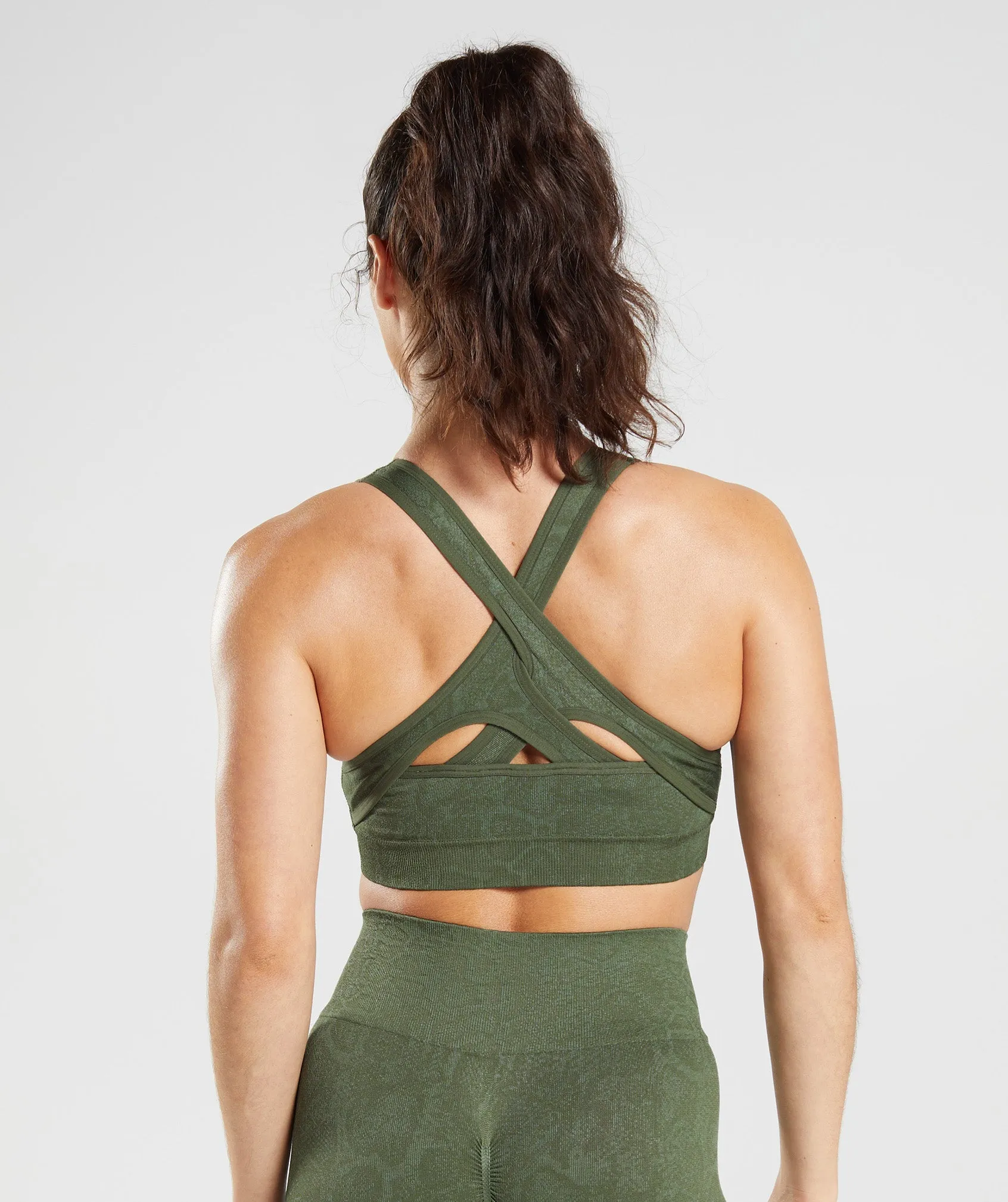 Gymshark Adapt Animal Seamless Sports Bra - Willow Green/Core Olive