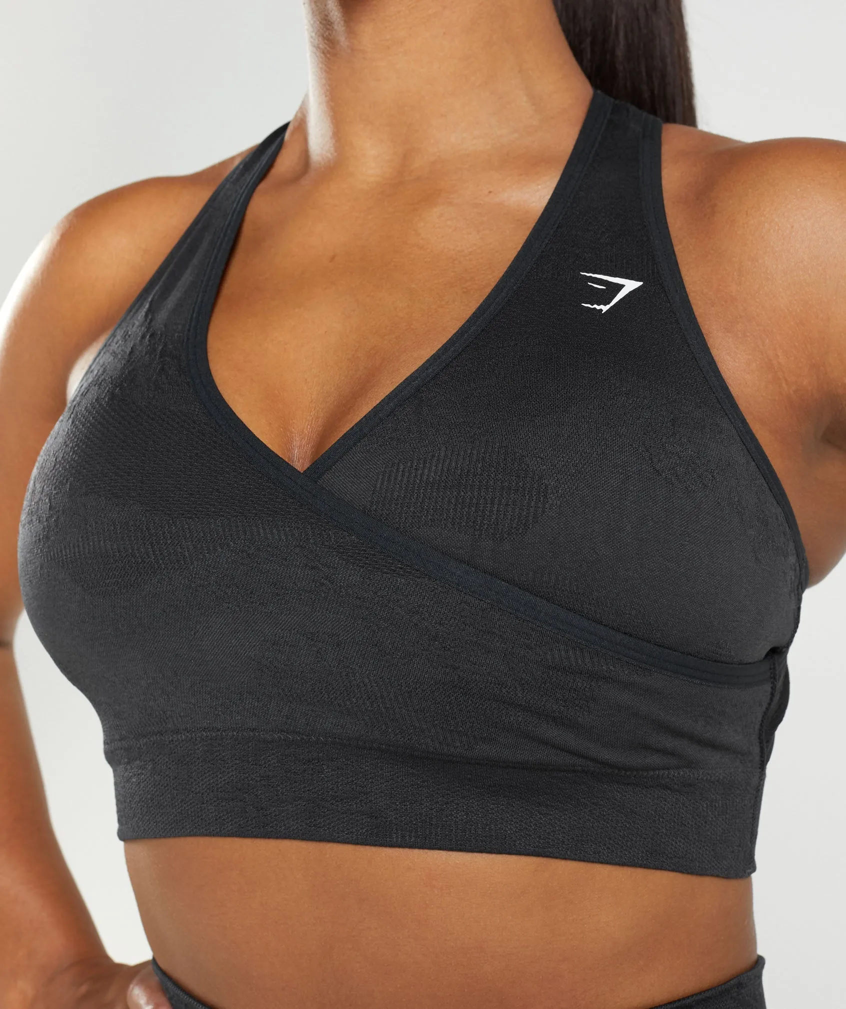 Gymshark Adapt Camo Seamless Sports Bra - Black/Onyx Grey