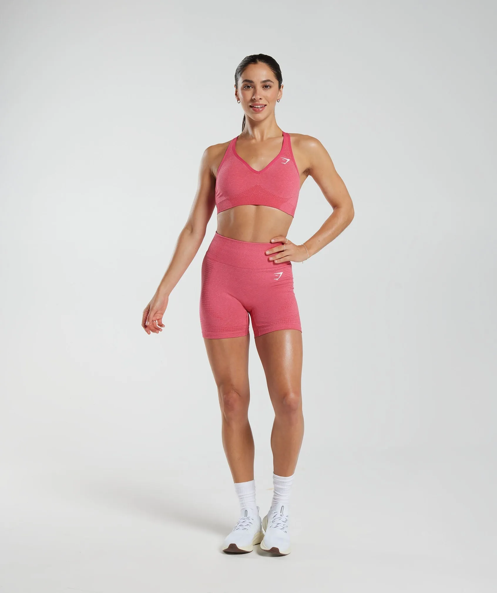 Gymshark Vital Seamless 2.0 V Neck Sports Bra -  Bright Fuchsia Marl