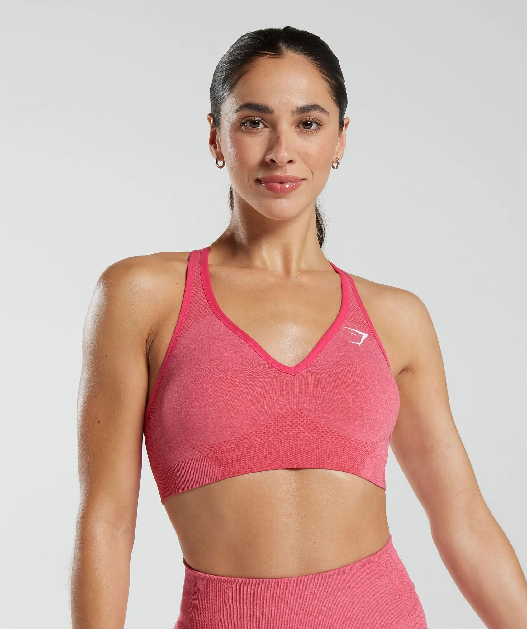 Gymshark Vital Seamless 2.0 V Neck Sports Bra -  Bright Fuchsia Marl