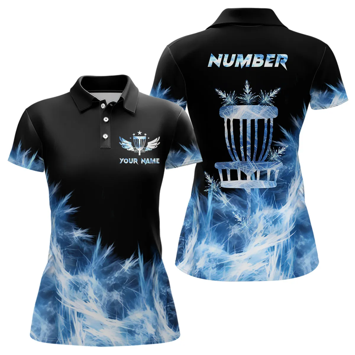 Icy Blue Disc Golf Polo Shirt Customized Disc Golf Gifts For Women Disc Golf Basket Shirts