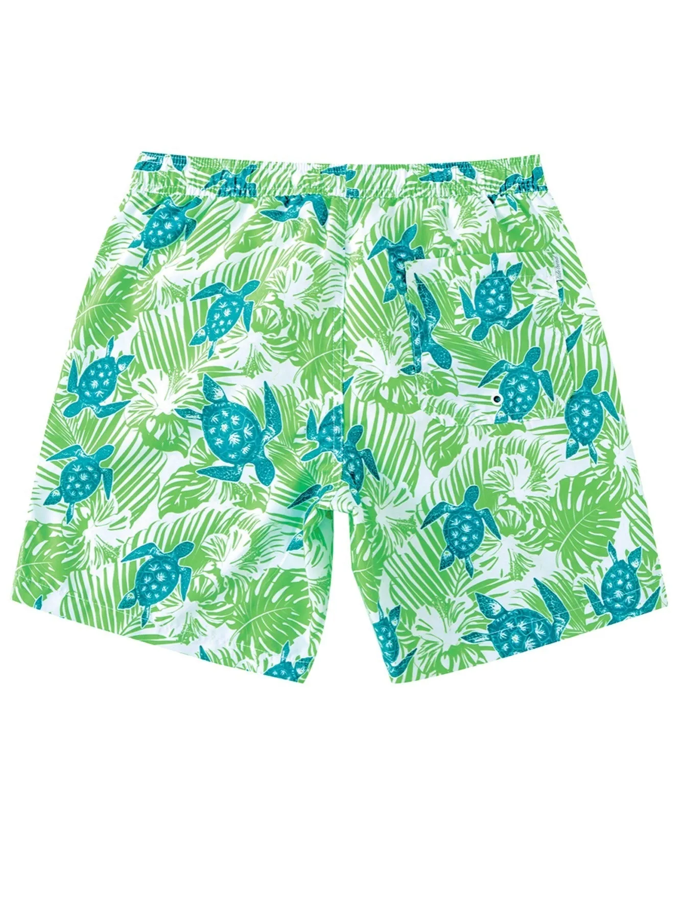 Men's Quick Dry Beach Shorts With Tropical Turtle Pattern