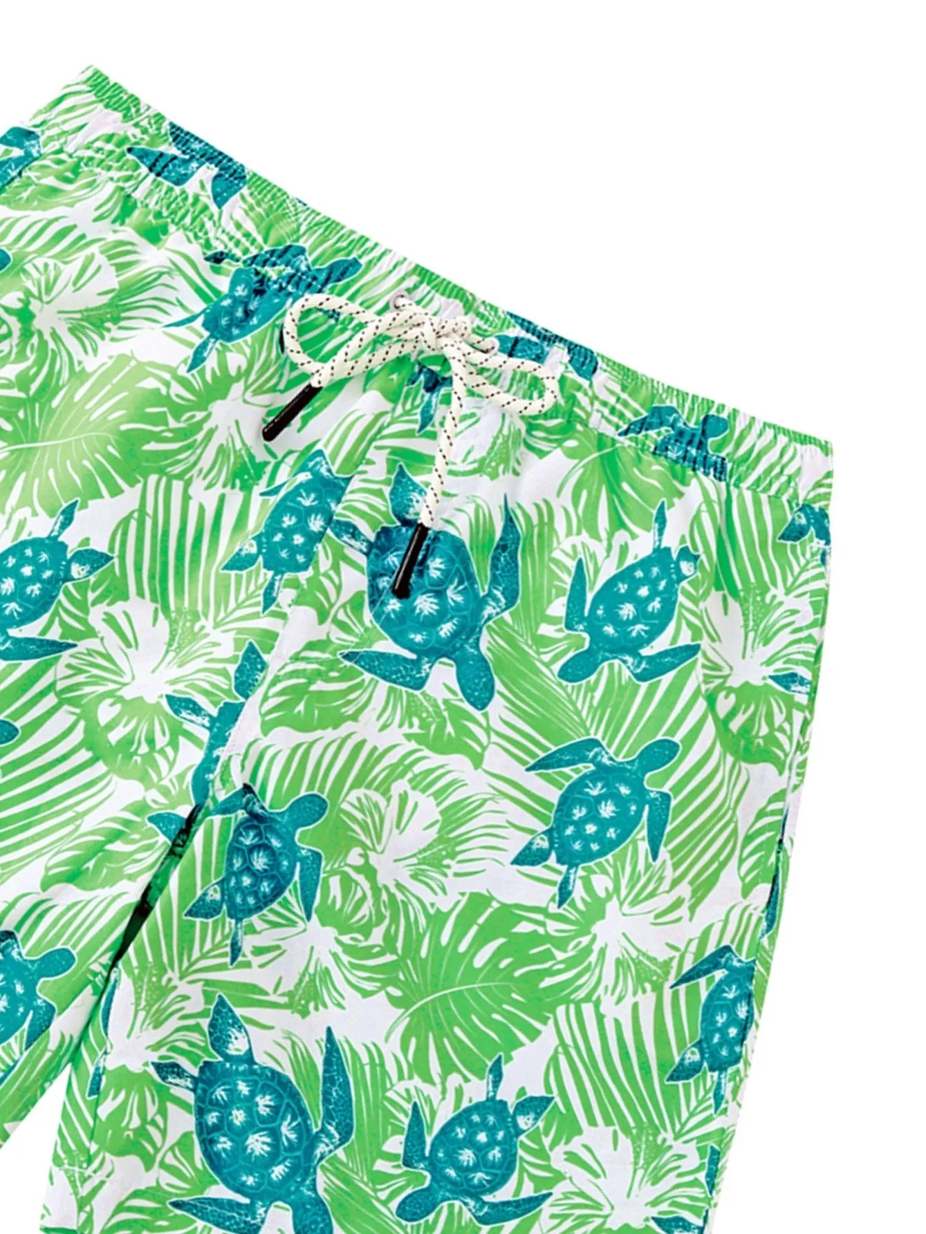 Men's Quick Dry Beach Shorts With Tropical Turtle Pattern