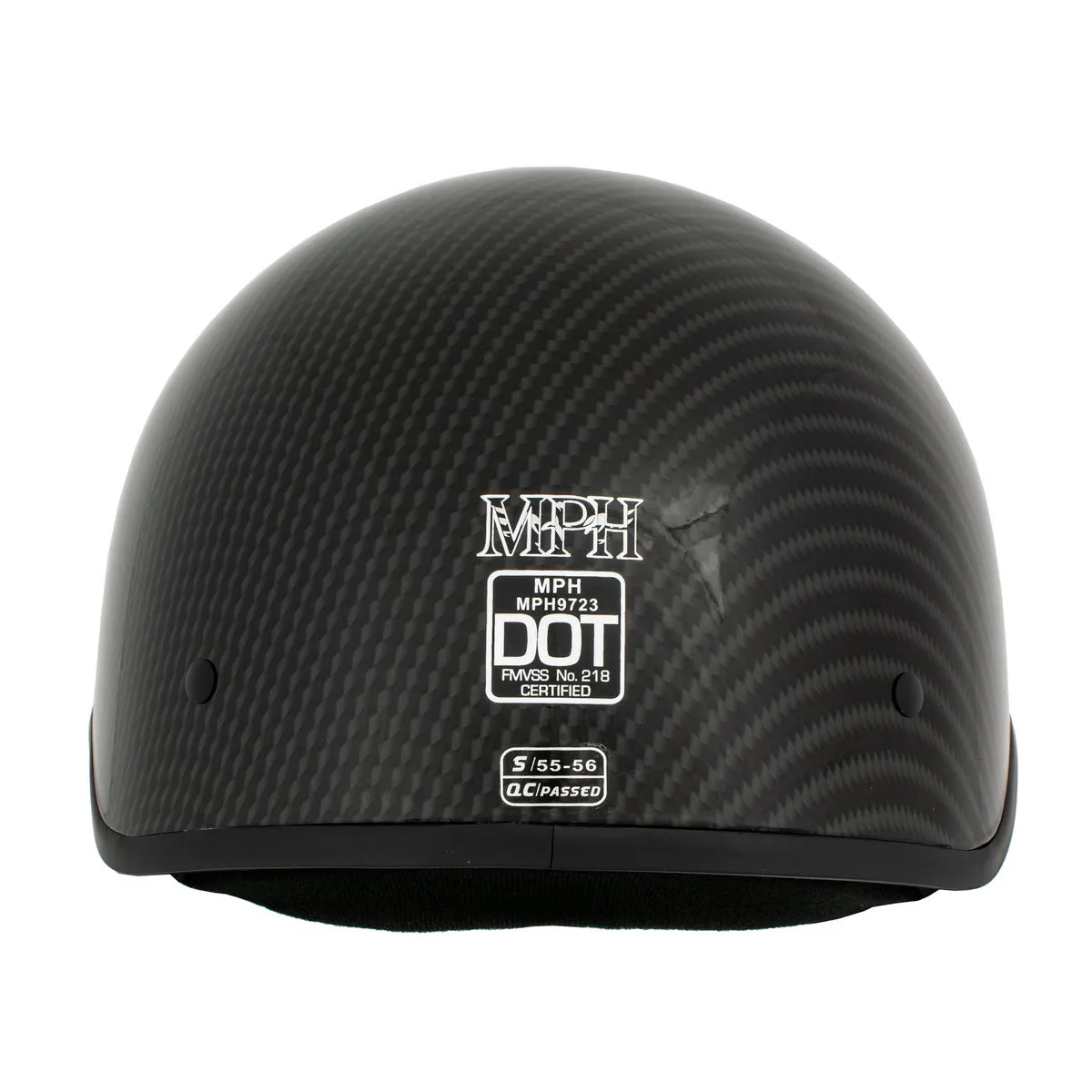 Milwaukee Helmets MPH9723DOT Carbon Like Black Half Helmet with Drop Down Sun Visor