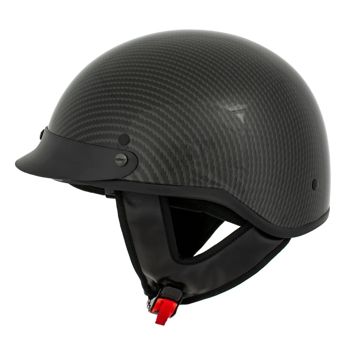 Milwaukee Helmets MPH9723DOT Carbon Like Black Half Helmet with Drop Down Sun Visor