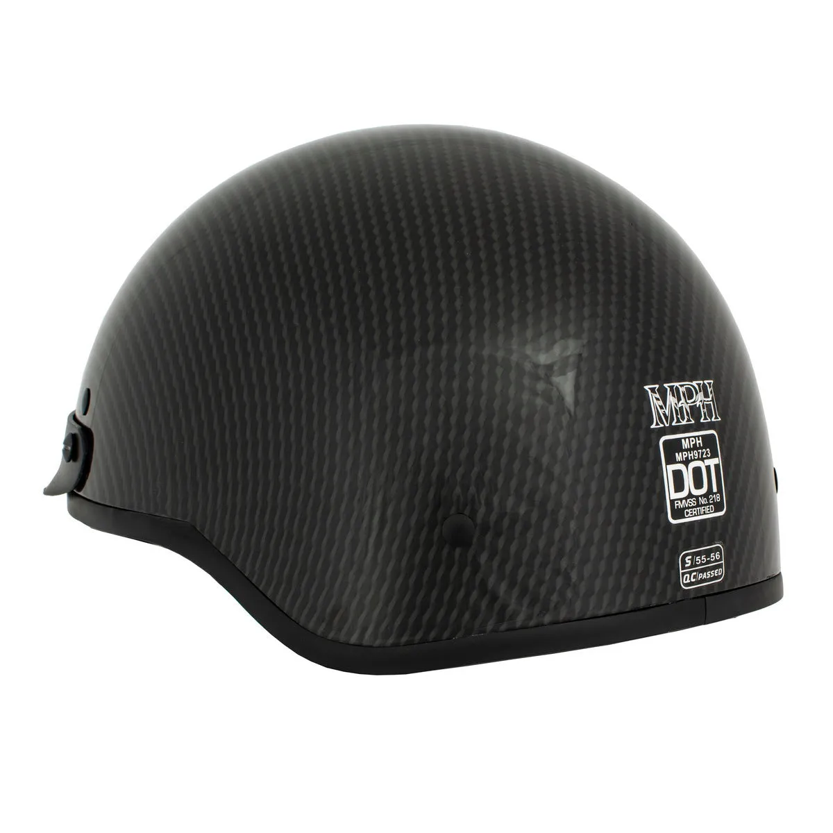 Milwaukee Helmets MPH9723DOT Carbon Like Black Half Helmet with Drop Down Sun Visor