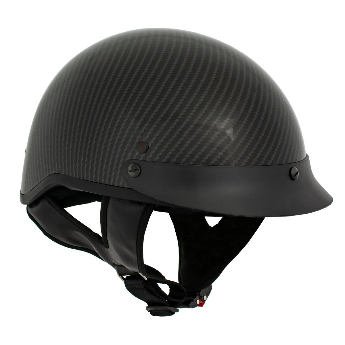 Milwaukee Helmets MPH9723DOT Carbon Like Black Half Helmet with Drop Down Sun Visor