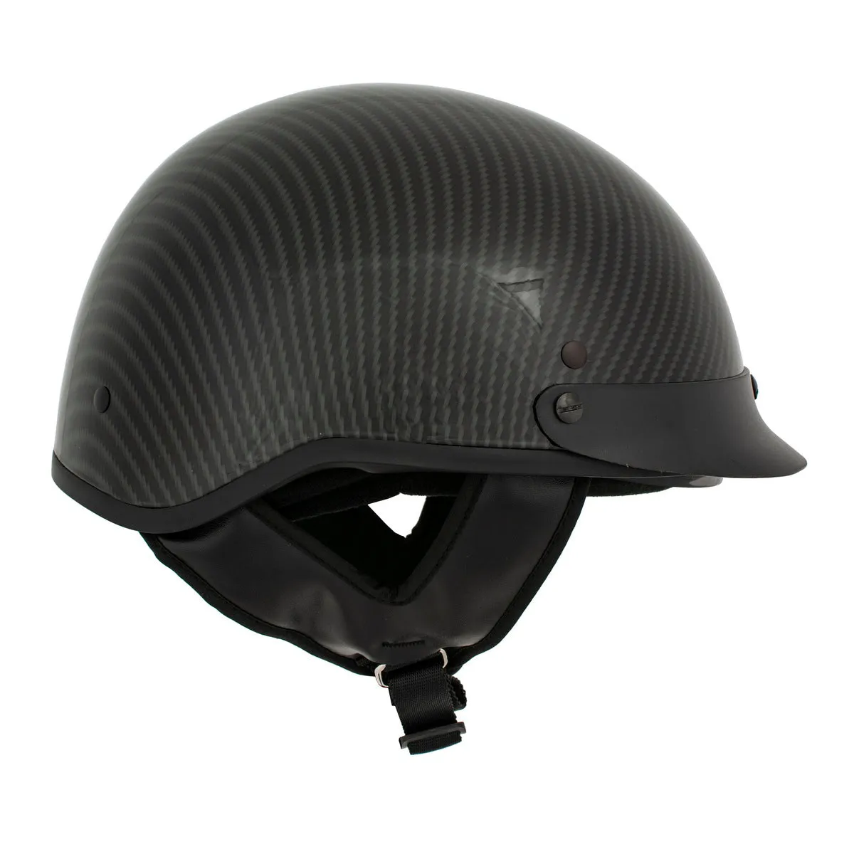 Milwaukee Helmets MPH9723DOT Carbon Like Black Half Helmet with Drop Down Sun Visor