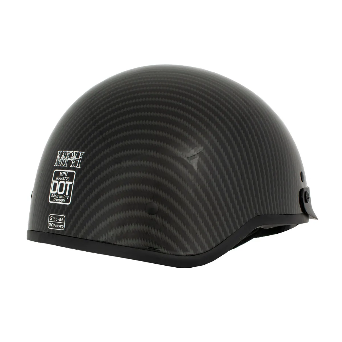 Milwaukee Helmets MPH9723DOT Carbon Like Black Half Helmet with Drop Down Sun Visor