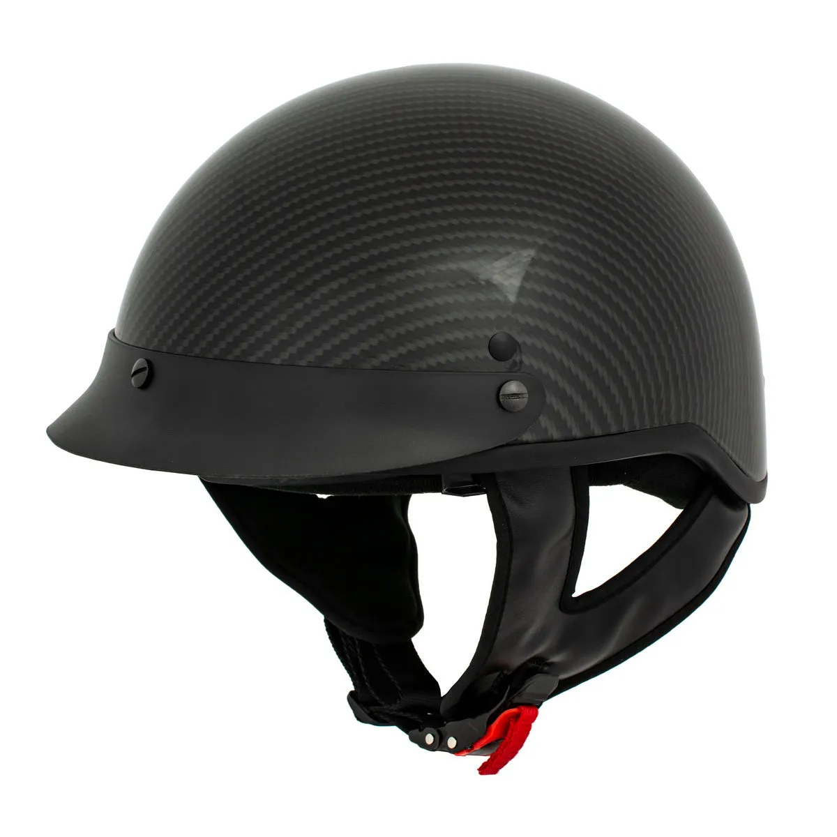 Milwaukee Helmets MPH9723DOT Carbon Like Black Half Helmet with Drop Down Sun Visor