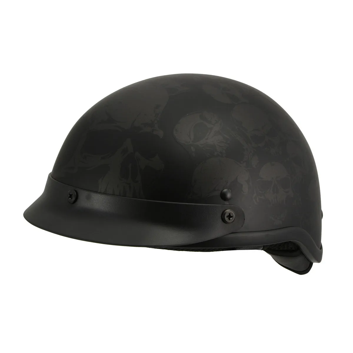 Milwaukee Helmets MPH9873N Novelty 'Gathering of Skulls' Matte Black Half Helmet