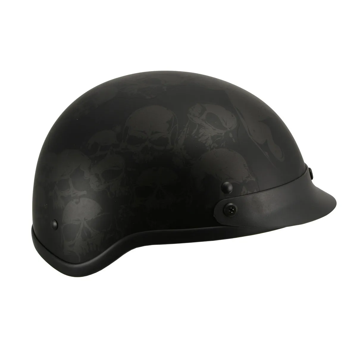 Milwaukee Helmets MPH9873N Novelty 'Gathering of Skulls' Matte Black Half Helmet