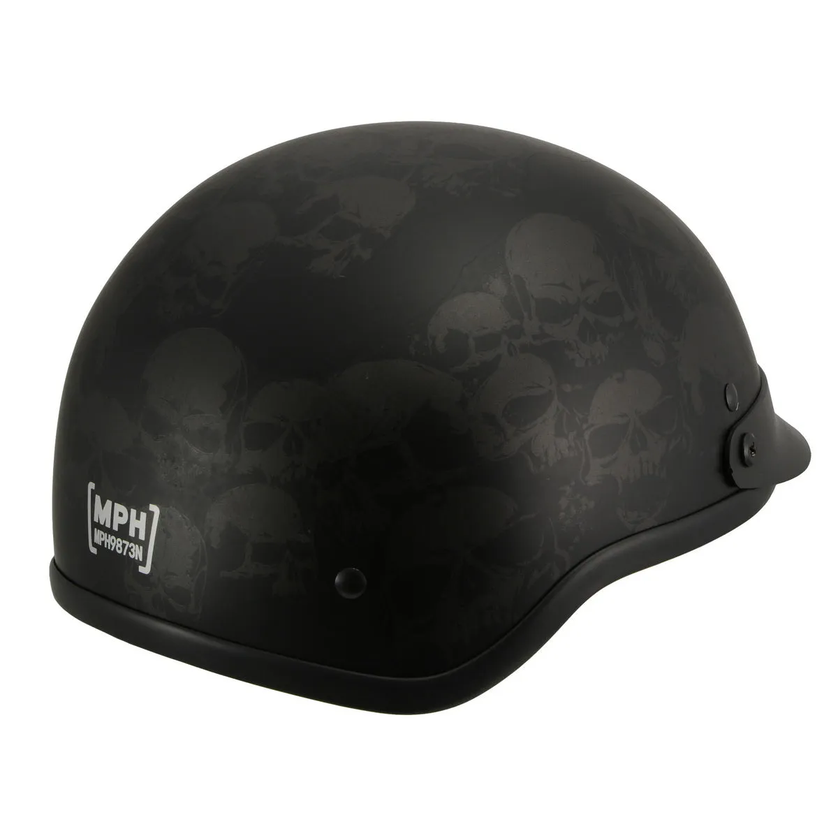 Milwaukee Helmets MPH9873N Novelty 'Gathering of Skulls' Matte Black Half Helmet