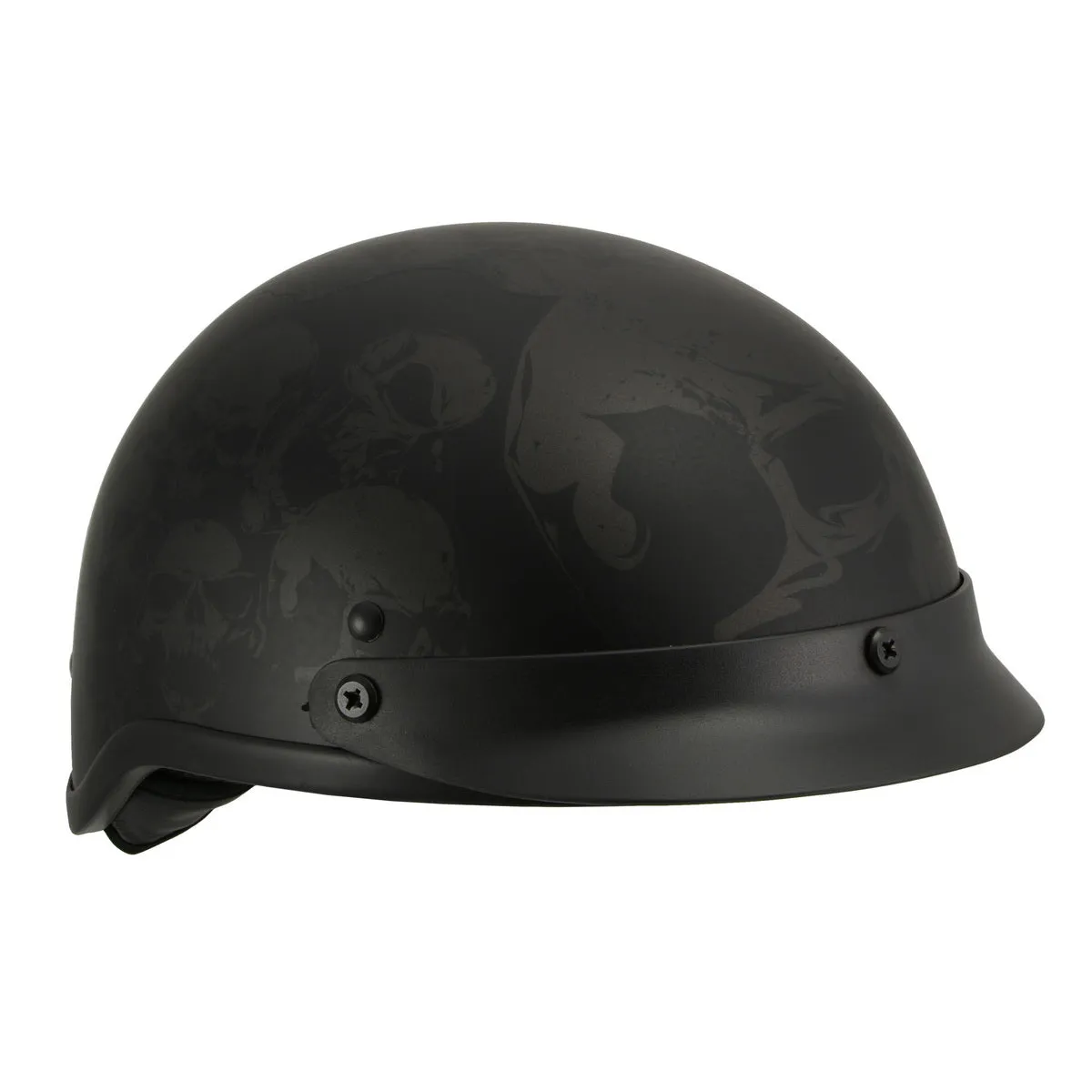 Milwaukee Helmets MPH9873N Novelty 'Gathering of Skulls' Matte Black Half Helmet