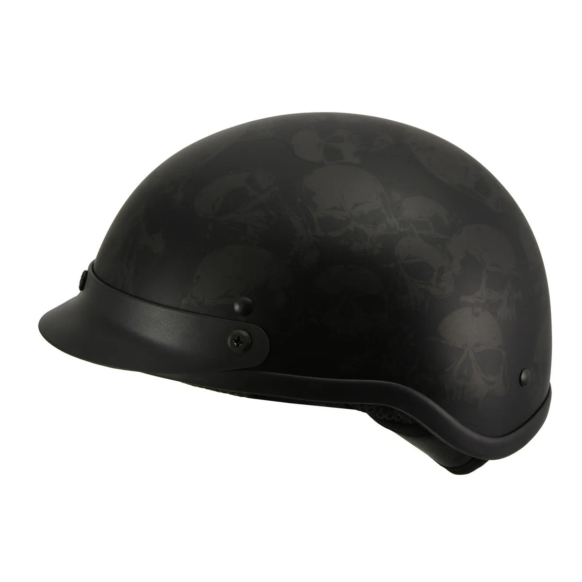 Milwaukee Helmets MPH9873N Novelty 'Gathering of Skulls' Matte Black Half Helmet